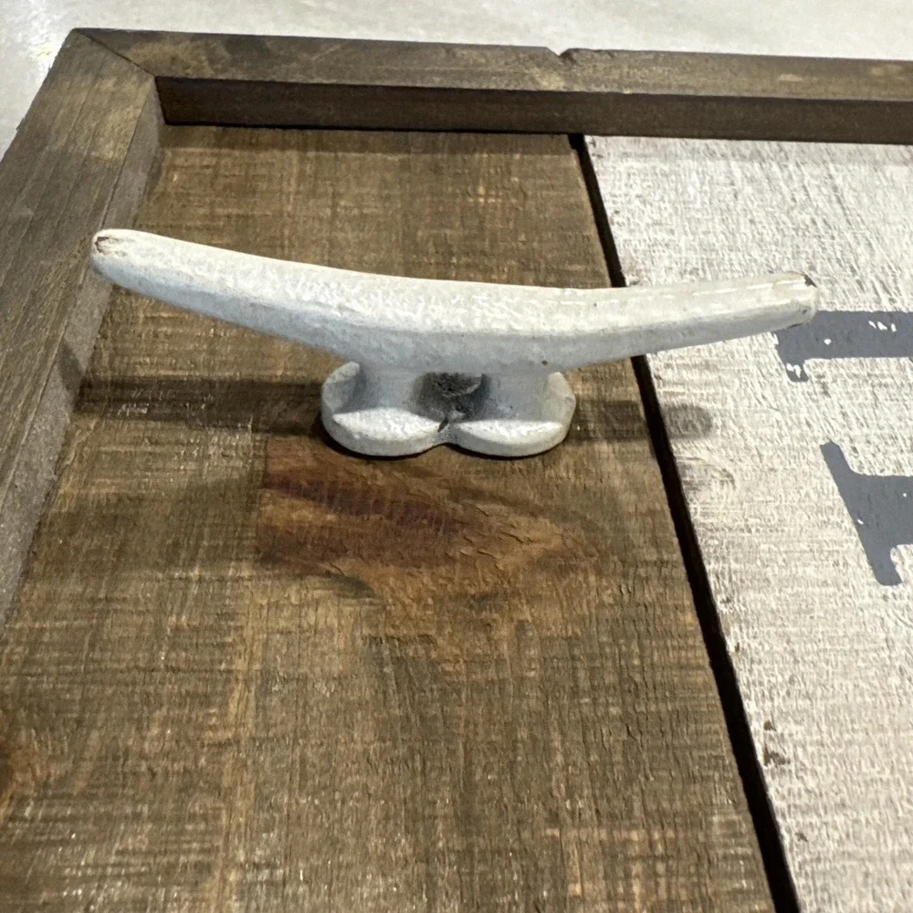 Rustic‎ Wood Lake Sign With Dock Cleat Hooks